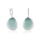 King Green Cat Eye Drop Silver Earrings