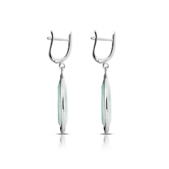 King Green Cat Eye Drop Silver Earrings