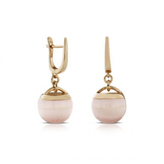 Moon Cat Eye Gold Plated Silver Earrings