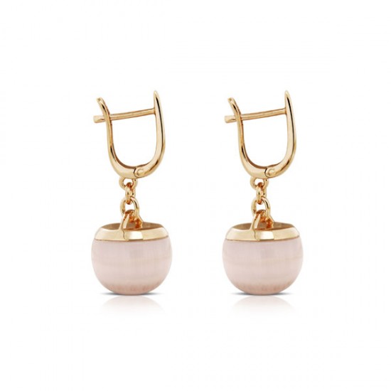 Moon Cat Eye Gold Plated Silver Earrings