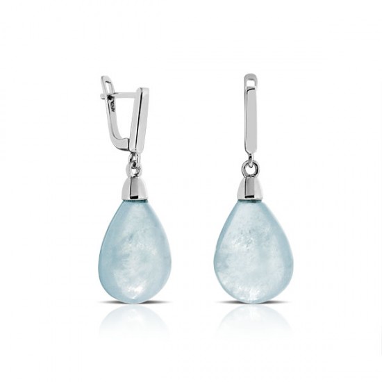 Natural Aquamarine Silver Earrings