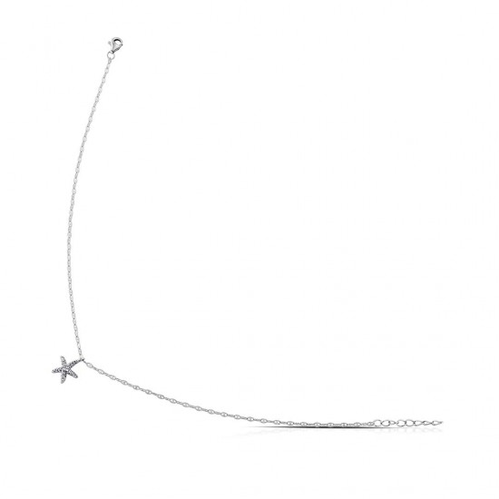 Starfish Zircon Silver Anklet