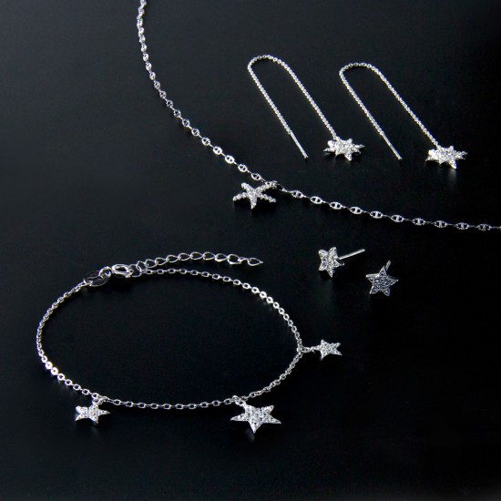 Starfish Zircon Silver Anklet