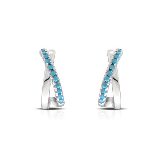 Anting Perak Zirkon Turquoise Spiga