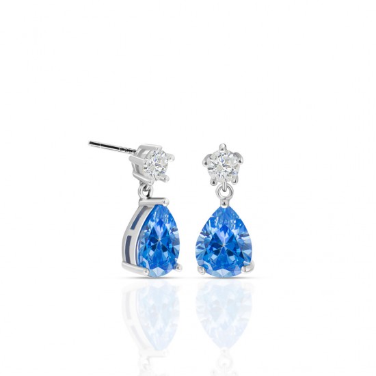 Royal Blue Zircon Silver Earrings