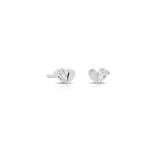 Anting Perak Zirkon Half Heart