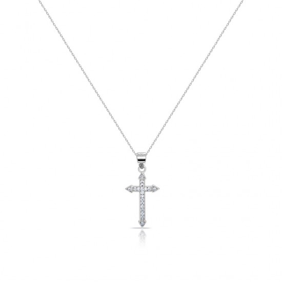 Kalung Perak Zirkon Holy Cross
