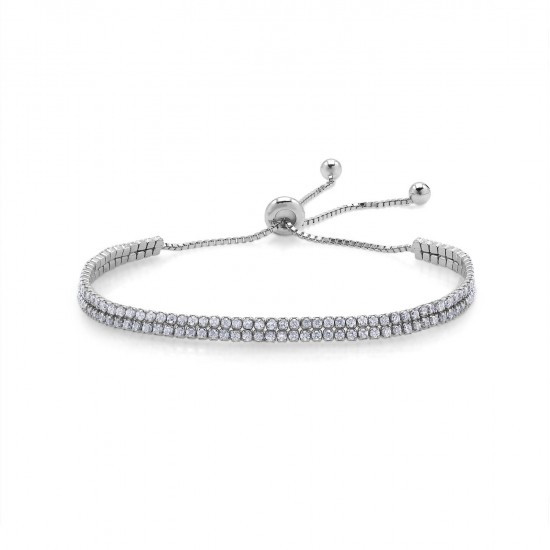 Double Zircon Silver Bracelet