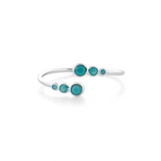 Cincin Perak Turquoise Zirkon Mini Trio 