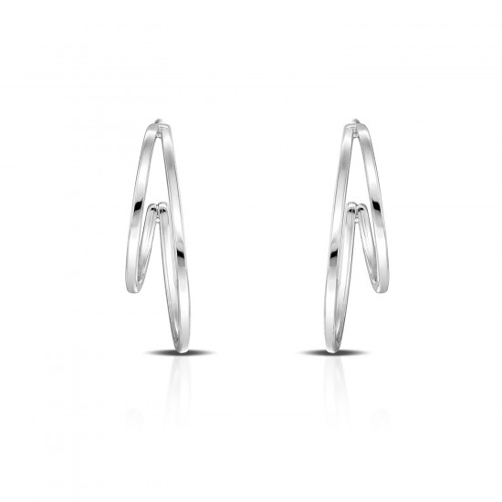 Twin Hoop Silver Earrings