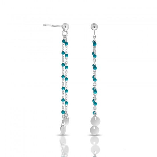 Enamel Turquoise Silver Earrings