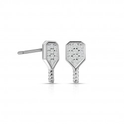 Paddle Zircon Silver Earrings
