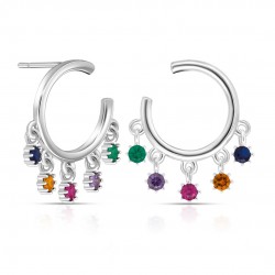 Anting Perak Zirkon Rainbow Round