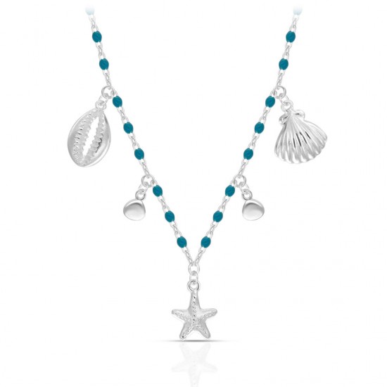 Ocean Enamel Silver Necklace