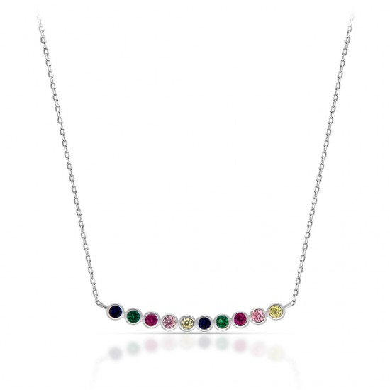 Rainbow Line Zircon Silver Necklace