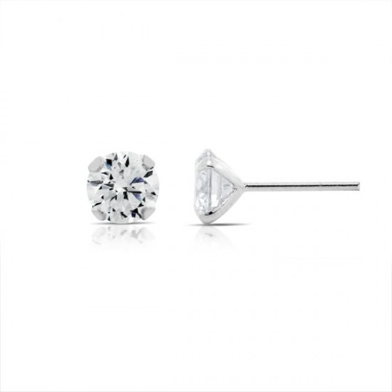 Anting Perak Round Crystal