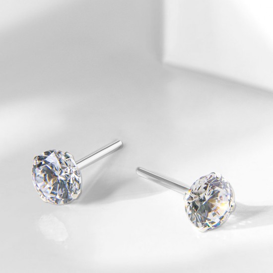 Round Crystal Silver Earrings