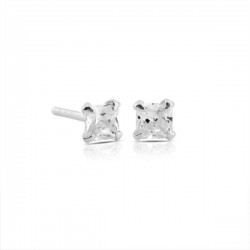 Square Crystal Mini Silver Earrings Square Crystal Mini Silver Earrings