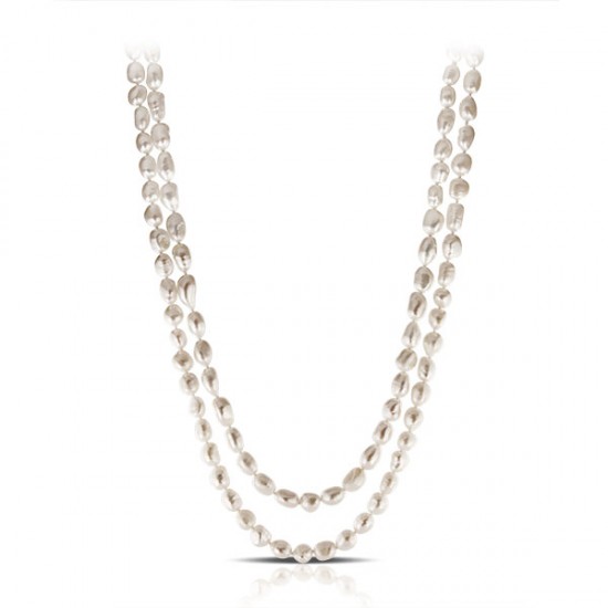 FENE03 Long White Pearl Necklace
