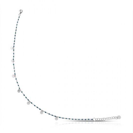 Enamel Turquoise Silver Anklet