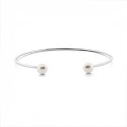 Twin Pearl Silver Open Bangle Twin Pearl Silver Open Bangle