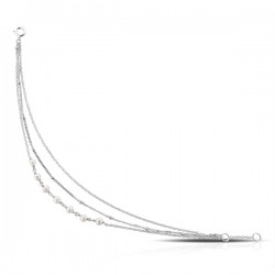 Triplet Pearl Silver Chain Bracelet