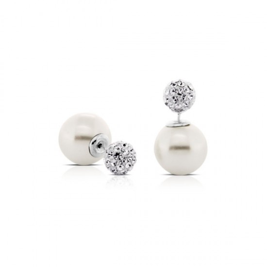 Celebrity Crystal Pearl Silver Earrings