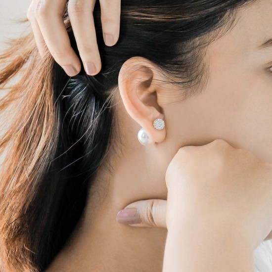 Celebrity Crystal Pearl Silver Earrings