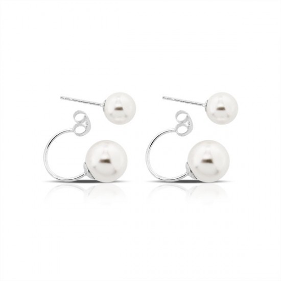 Double Pearl Silver Earrings