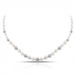 Wedding Crystal Pearl Silver Necklace Wedding Crystal Pearl Silver Necklace