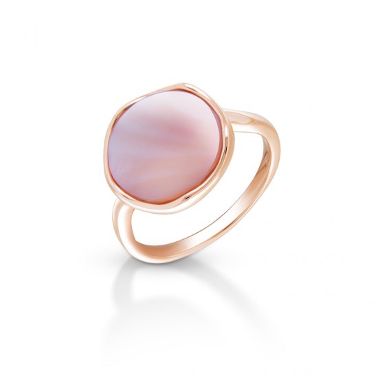 Cincin Rose Gold Pink Mother of Pearl Rounded