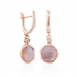 Rounded Pink Mother of Pearl Rose Gold Earrings Rounded Pink Mother of Pearl Rose Gold Earrings