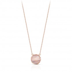 Rounded Pink Mother of Pearl Rose Gold Necklace