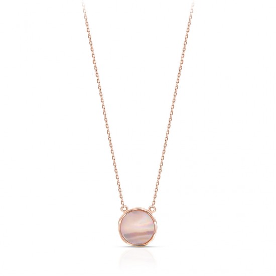 Kalung Rose Gold Pink Mother of Pearl Rounded