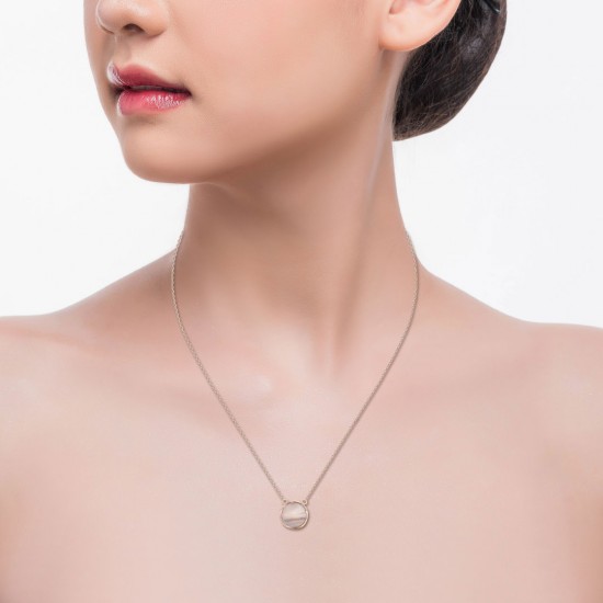 Kalung Rose Gold Pink Mother of Pearl Rounded