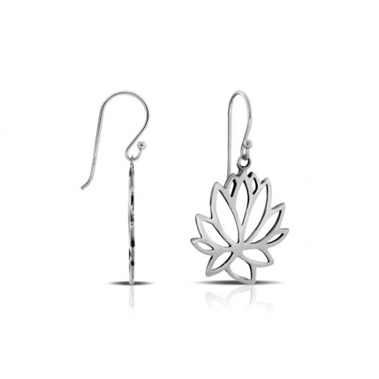 Lotus Hook Silver Earrings