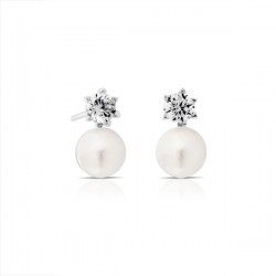 Classy Cubic Zircon Pearl Silver Earrings Classy Cubic Zircon Pearl Silver Earrings