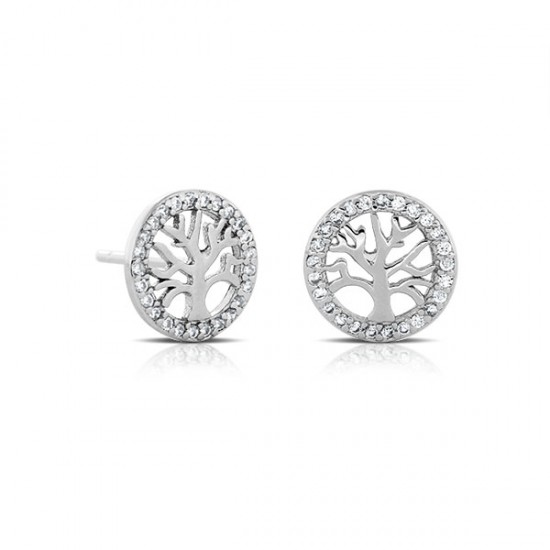 Tree Zircon Silver Earrings