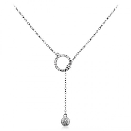 Balance Zircon Short Silver Necklace