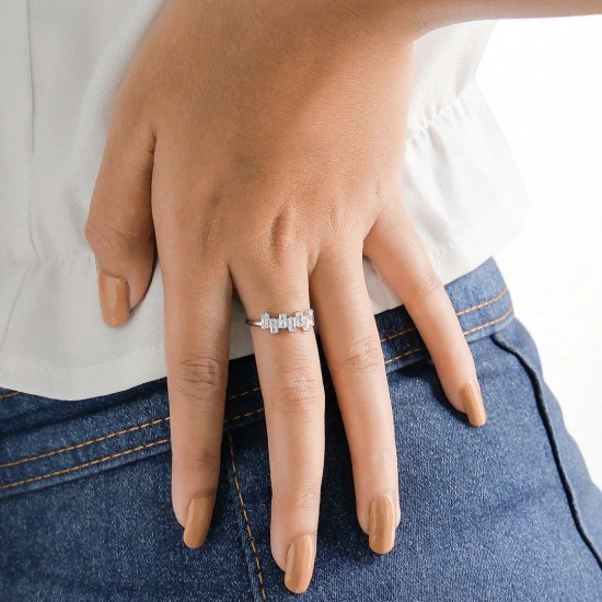 Baguette Zircon Silver Ring 