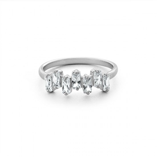 Cincin Perak Zirkon Baguette 