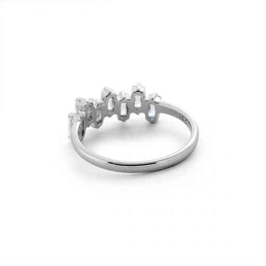 Cincin Perak Zirkon Baguette 