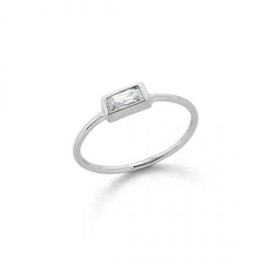 Baguette Mini Zircon Silver Ring