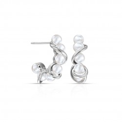 Twisted Pearl Silver Earrings