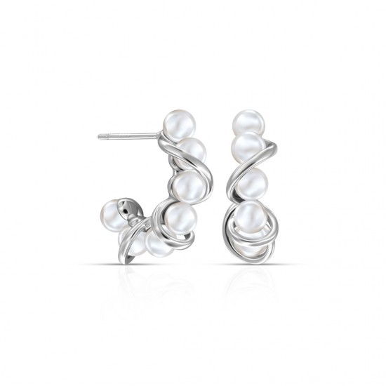 Twisted Pearl Silver Earrings