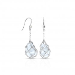 Caged Pearl Silver Earrings