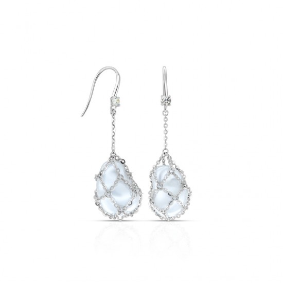 Caged Pearl Silver Earrings