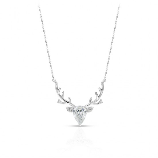 Reindeer Zircon Silver Necklace Reindeer Zircon Silver Necklace