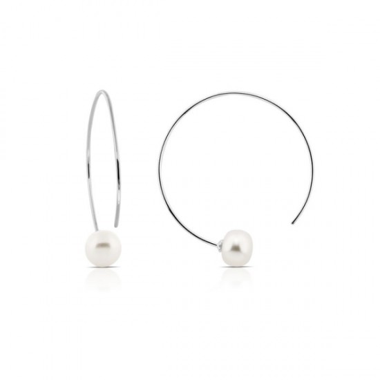 Hoop Pearl Silver Earrings