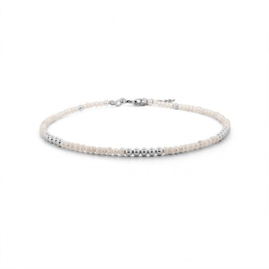 Pearl Beaded Silver Anklet